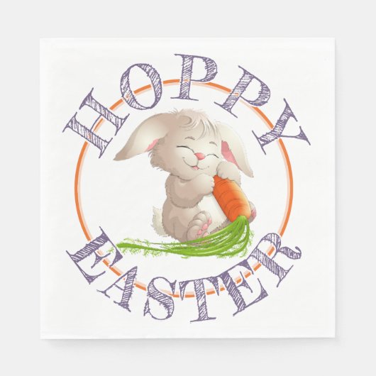 Hoppy Happy Paaster Bunny Motif Servet (Voorkant)