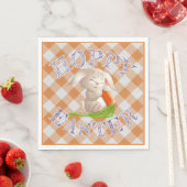Hoppy Happy Paaster Bunny Oranje Gingham Pattern Servet (Insitu)