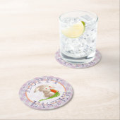 Hoppy Happy paaster Bunny Pink Gingham Pattern Ronde Kartonnen Onderzetter (Insitu)