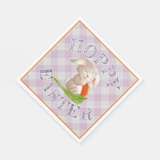 Hoppy Happy paaster Bunny Pink Gingham Pattern Servetten (Hoek)