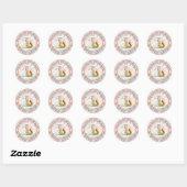Hoppy Happy Paaster Bunny Stripes en Pset Pattern Ronde Sticker (Vel)