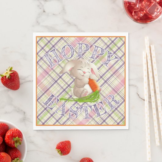 Hoppy Happy Paaster Bunny Stripes en Pset Pattern Servet (Insitu)