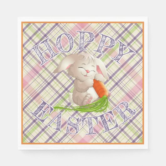 Hoppy Happy Paaster Bunny Stripes en Pset Pattern Servet (Voorkant)