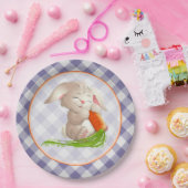 Hoppy Happy paaster Bunny Violet Gingham Pattern Papieren Bordje (Feest)