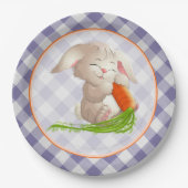 Hoppy Happy paaster Bunny Violet Gingham Pattern Papieren Bordje (Voorkant)