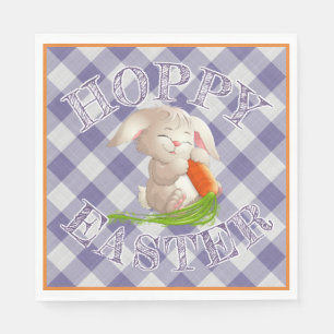 Hoppy Happy paaster Bunny Violet Gingham Pattern Servetten