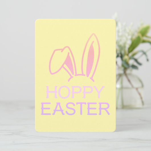 Hoppy Hare Pastel Easter Kaart (Staand voorkant)