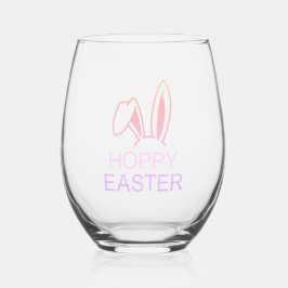 Hoppy Hare Pastel Easter Stemless Wine Glass Wijnglas Zonder Voet
