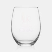 Hoppy Hare Pastel Easter Stemless Wine Glass Wijnglas Zonder Voet (Achterkant)