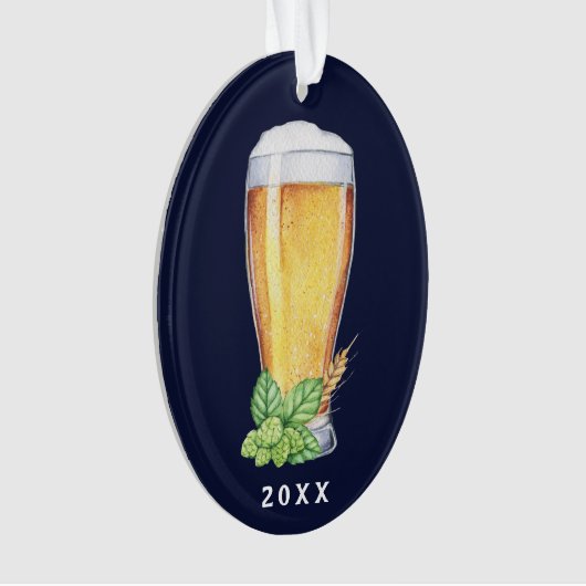 Hoppy Holiday Ale Blue Kerstmis Ornament (voorkant)