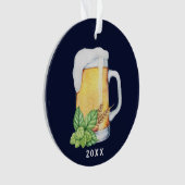 Hoppy Holiday Beer Mok Blauwe Kerstmis Ornament (voorkant)