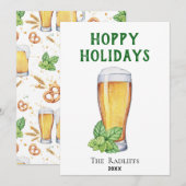 Hoppy Holidays Bierglas Plat Kerstkaart (Voorkant / Achterkant)