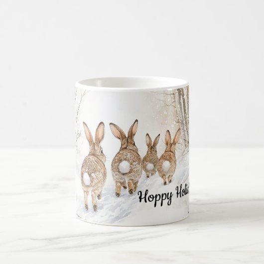 Hoppy Holidays Bunny Rabbit Winter Snow Koffiemok (Center)