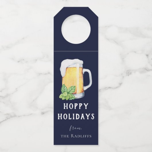 Hoppy Holidays Persoonlijke Bierfles Hanger (Voorkant)