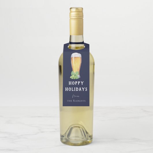 Hoppy Holidays Persoonlijke Kerstfles Hanger (Op fles)