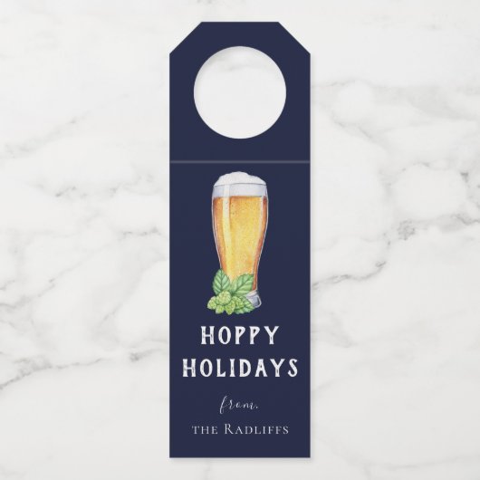 Hoppy Holidays Persoonlijke Kerstfles Hanger (Voorkant)