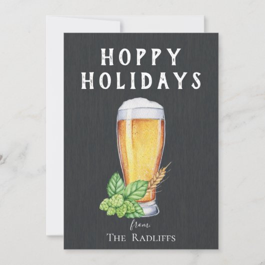 Hoppy Holidays Schoolbord Plat Kerstkaart (Voorkant)