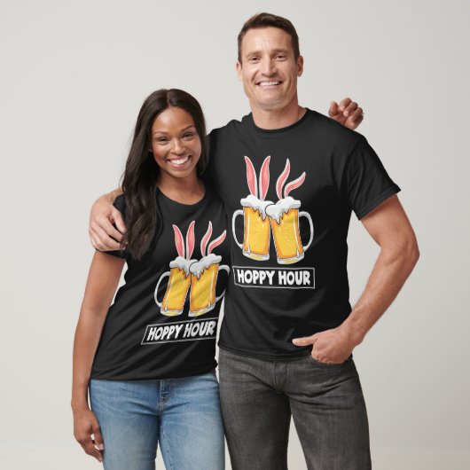 Hoppy Hour Funny Easter Beer Pints Bunny Ears Drin T-shirt (Unisex)
