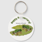 Hoppy Jubileum Male Kikker Couple Lily Pad Custom Sleutelhanger (Voorkant)