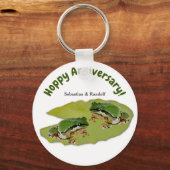 Hoppy Jubileum Male Kikker Couple Lily Pad Custom Sleutelhanger (Voorkant)