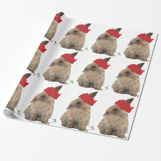 Hoppy kerstbunny-pakpapier cadeaupapier (Uitgerold)