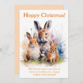 Hoppy kerstwensen met Bunny Cheer Feestdagenkaart (Voorkant / Achterkant)