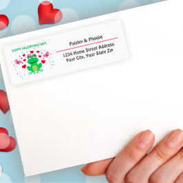 "Hoppy" Kikker Happy Valentines Day Return-adres Etiket