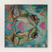 Hoppy Love- Whimsical Frog Romance Puzzel (Horizontaal)