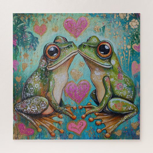 Hoppy Love- Whimsical Frog Romance Puzzel (Verticaal)