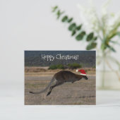 Hoppy Merry Christmas Kangoeroe Rode Santa Hoed Briefkaart (Staand voorkant)
