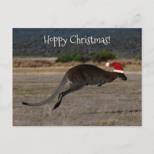 Hoppy Merry Christmas Kangoeroe Rode Santa Hoed Briefkaart (Voorkant)