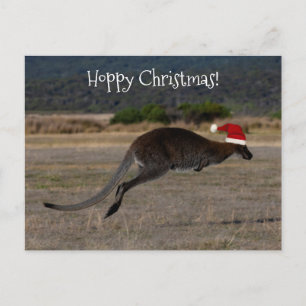 Hoppy Merry Christmas Kangoeroe Rode Santa Hoed Briefkaart