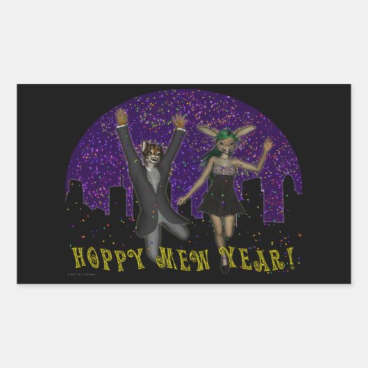 Hoppy Mew Year Rectangle Sticker (Voorkant)