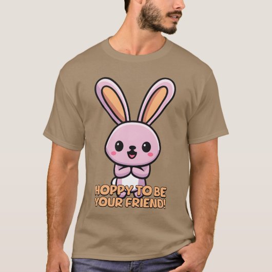 Hoppy om je vriend Schattige Bunny Cartoon  te zij T-shirt (Voorkant)