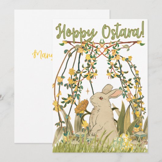 Hoppy Ostara Greeting Card 🐇 Kaart (Voorkant / Achterkant)