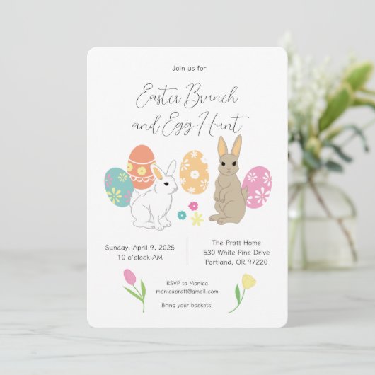 Hoppy Paasbrunch en eierjacht Kaart (Staand voorkant)