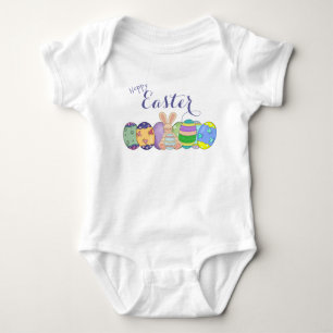 Hoppy Paasbunny en gekleurde eieren Baby bodysuit