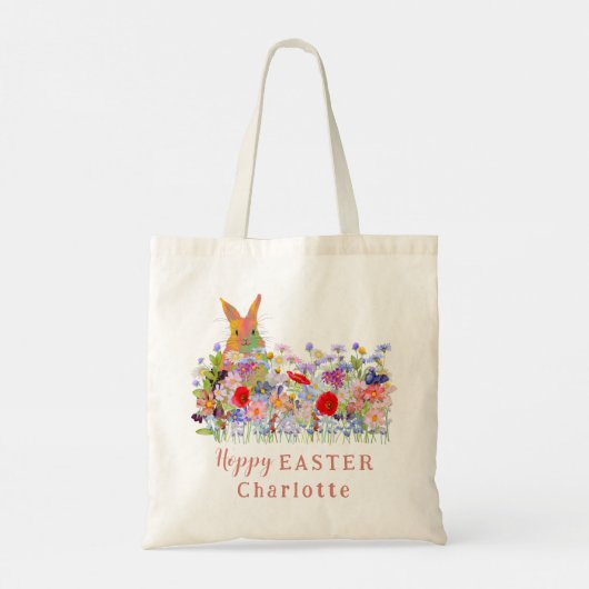 Hoppy paaseierjacht konijntje wilde bloemen Kinder Tote Bag (Achterkant)