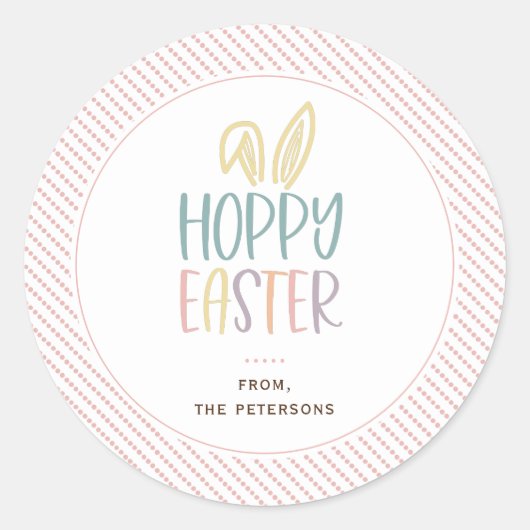 Hoppy paashaas Ears Classic Round Sticker (Voorkant)