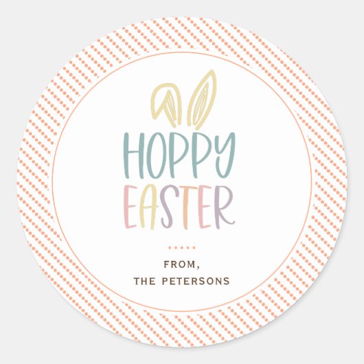 Hoppy paashaas Ears Classic Round Sticker (Voorkant)