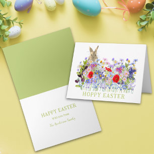 Hoppy paashaas en wilde bloemen Boho Kaart