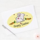 Hoppy paashaas met wortels ovale sticker (Envelop)