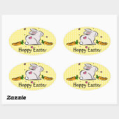 Hoppy paashaas met wortels ovale sticker (Vel)