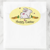 Hoppy paashaas met wortels ovale sticker (Tas)