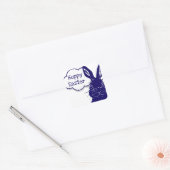 Hoppy paaskonijn konijntje grappige blauwe illustr vierkante sticker (Envelop)