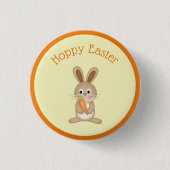 Hoppy Paaskonijn met wortel Ronde Button 3,2 Cm (Voorkant)