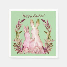 Hoppy paasroze groen romantische konijnen  servet