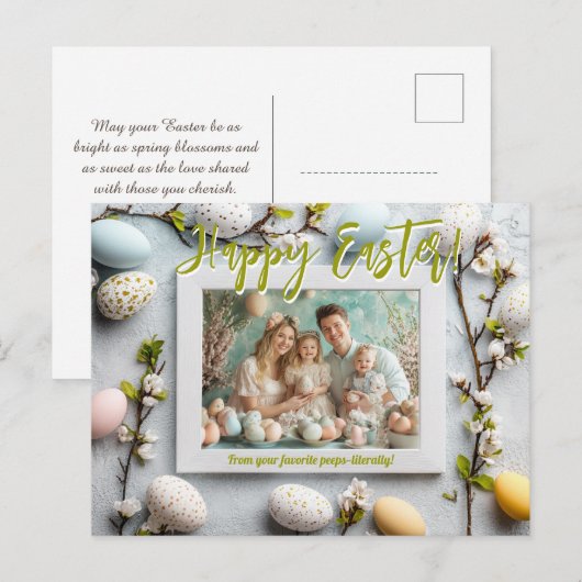 🐰🥚🌸 🐇Hoppy Paaswensen Feestdagenkaart (Voorkant / Achterkant)
