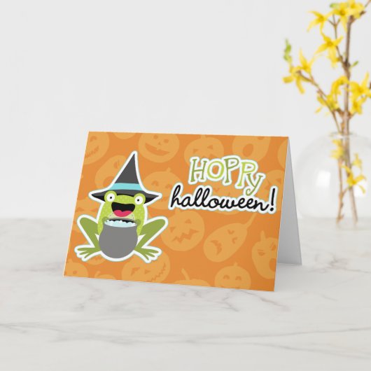 Hoppy Pad van Halloween Kaart (Gele Bloem)