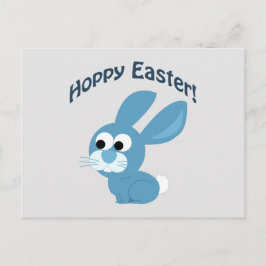 Hoppy Pasen! Blauwe konijn Feestdagenkaart